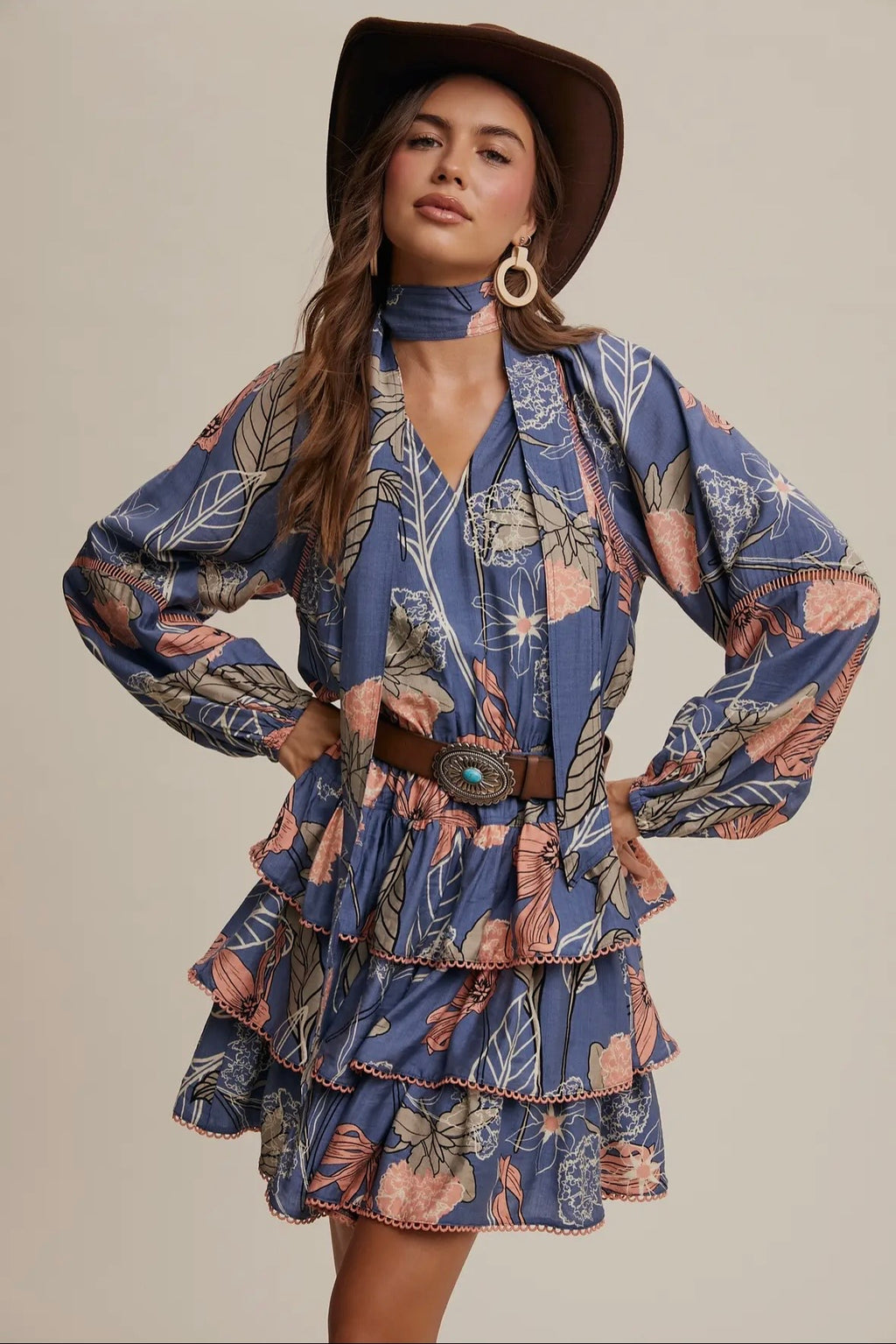 Feathered Petal Tiered Dress by Listicle