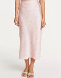 Pink Bouquet Satin Skirt