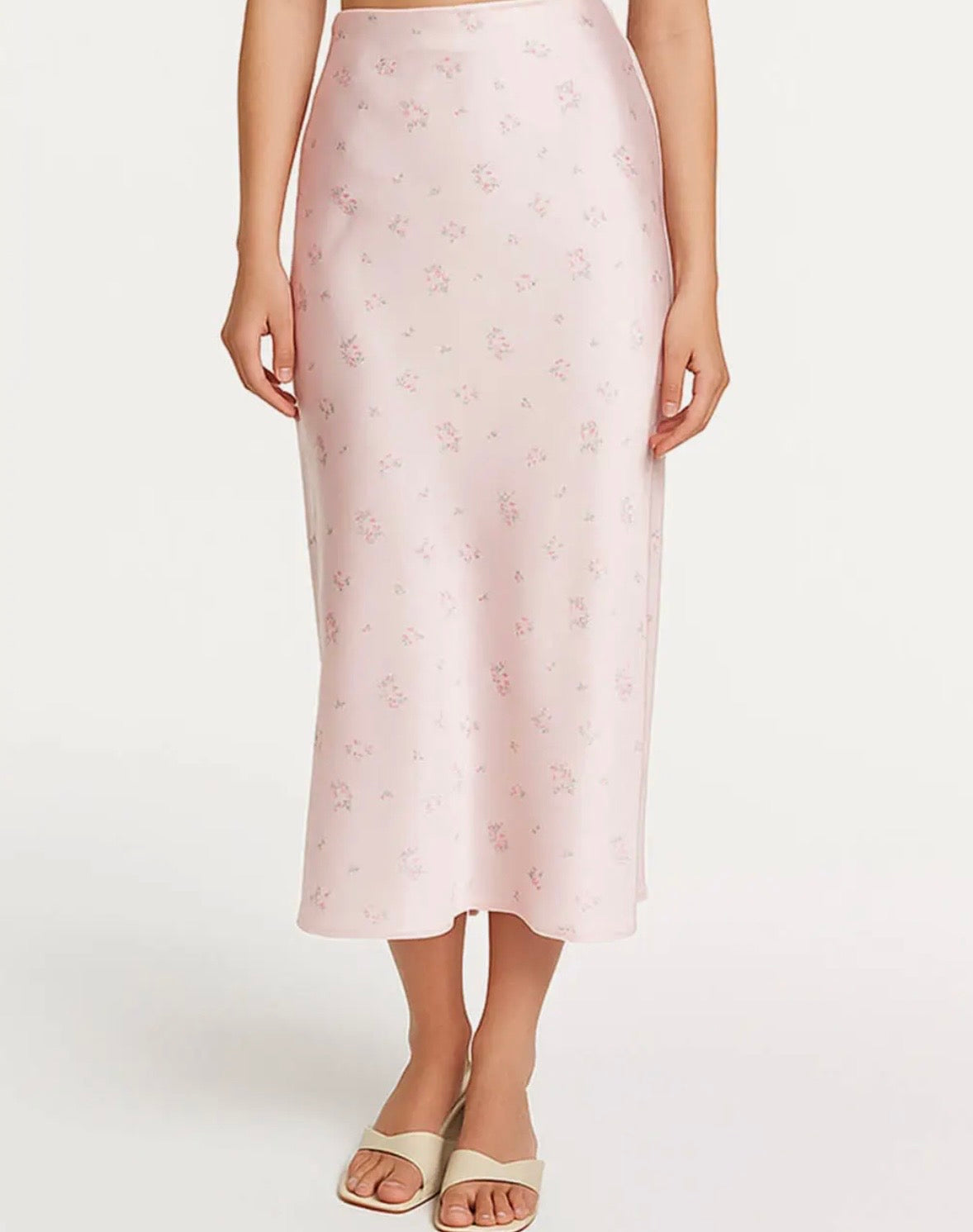 Pink Bouquet Satin Skirt