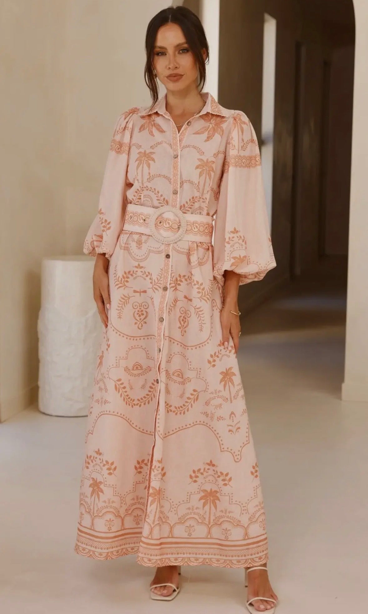 Pink Palm Linen Dress – Velvet Firefly