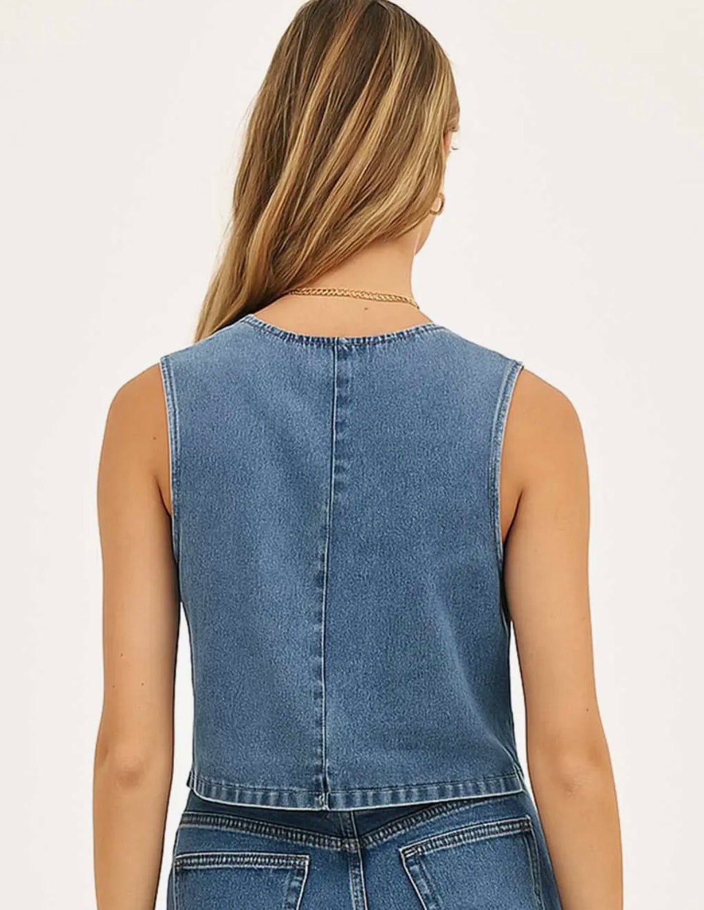 Vivian V-neck Denim Vest