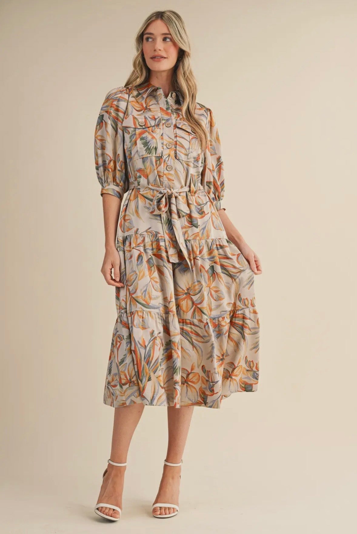 Champagne Floral Blossom Dress by &MERCI