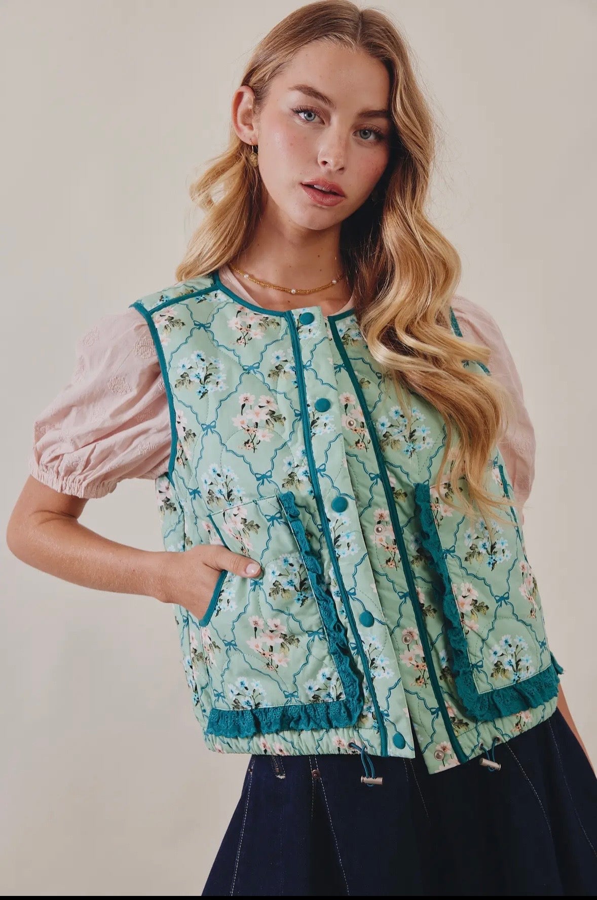 Floral Fields Quilted Vest by Listicle