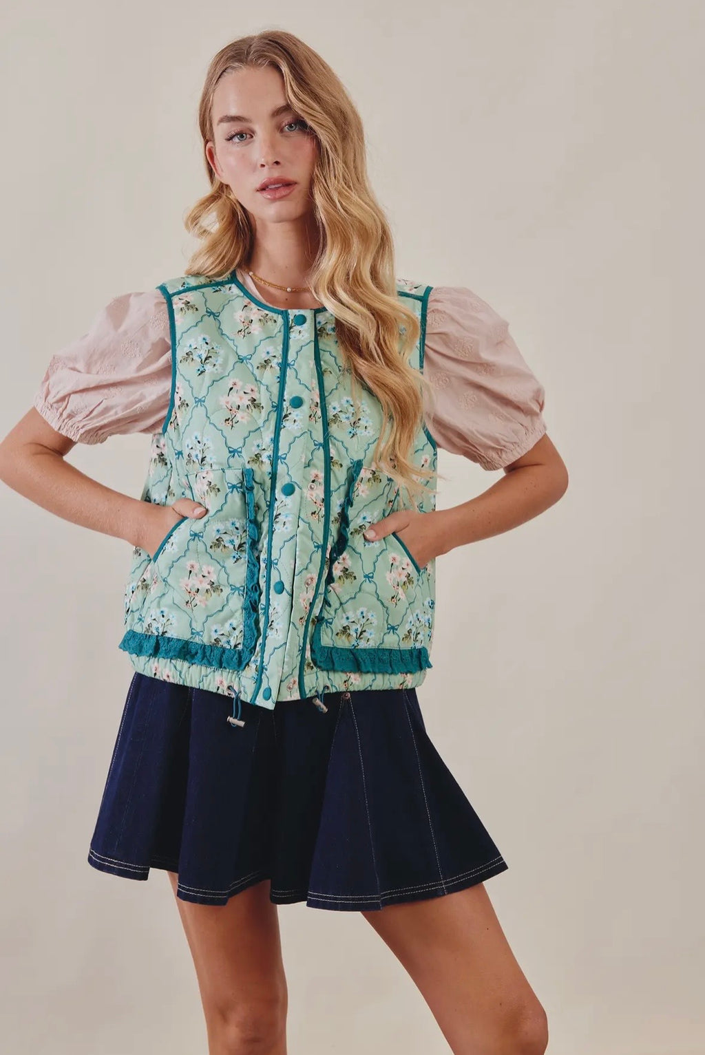 Floral Fields Quilted Vest by Listicle
