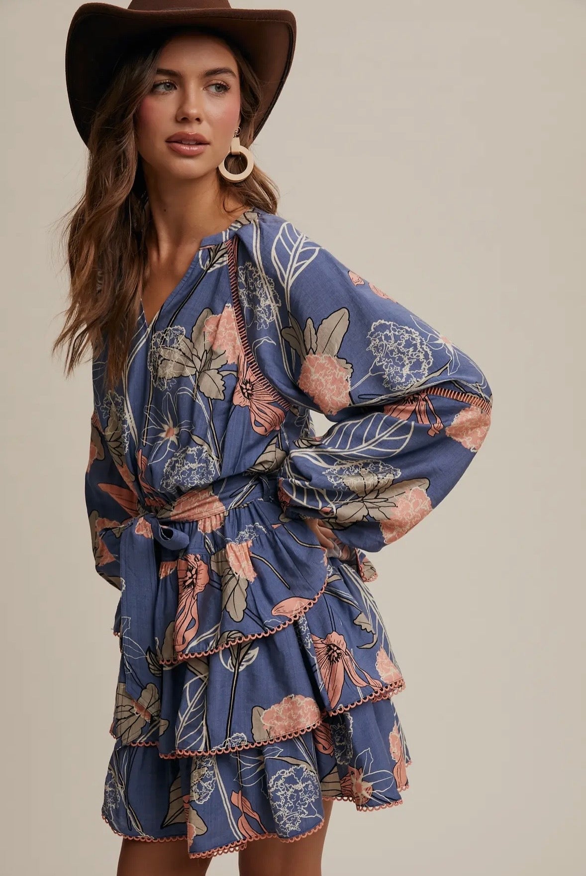 Feathered Petal Tiered Dress by Listicle