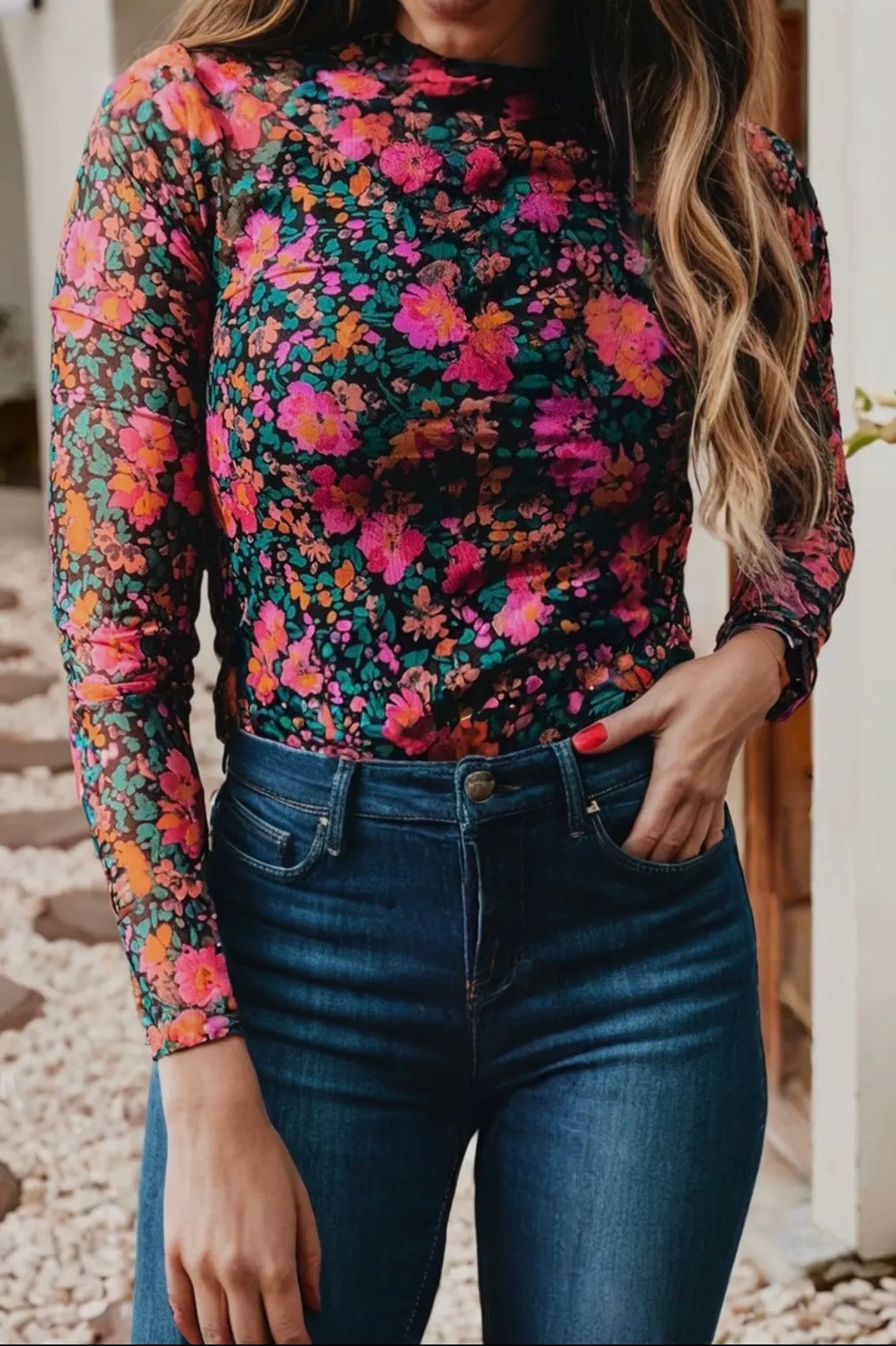 Dainty Petals Mesh Top