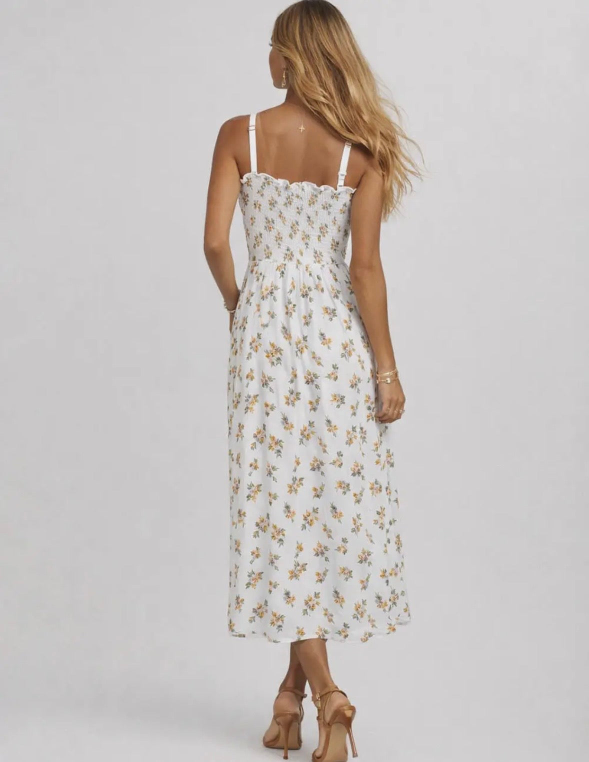 Lemon Ruched Bodice Dress