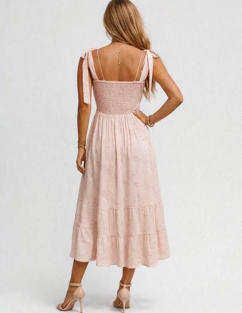 Blush Pink Floral Embroidered Dress
