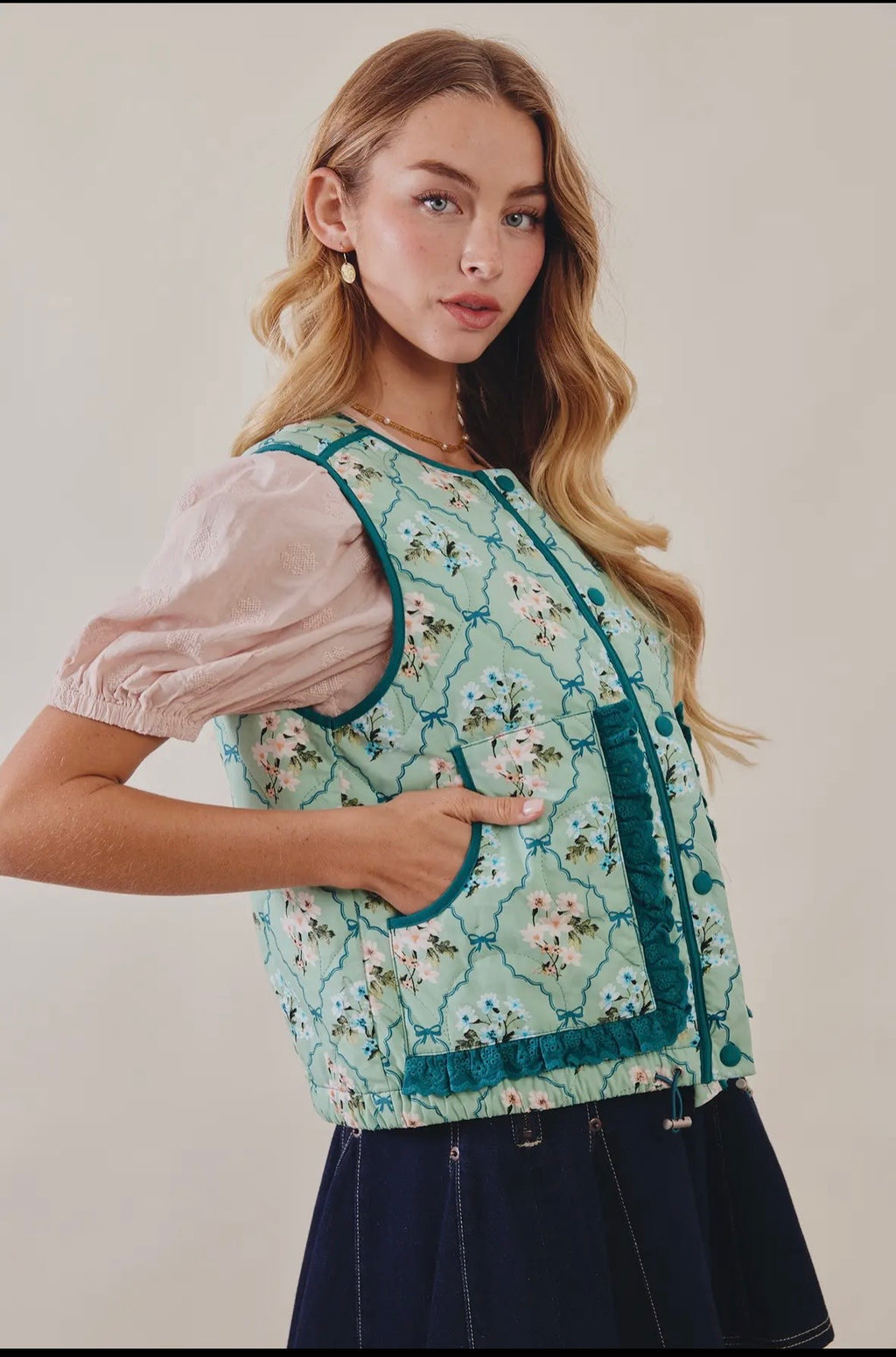 Floral Fields Quilted Vest by Listicle