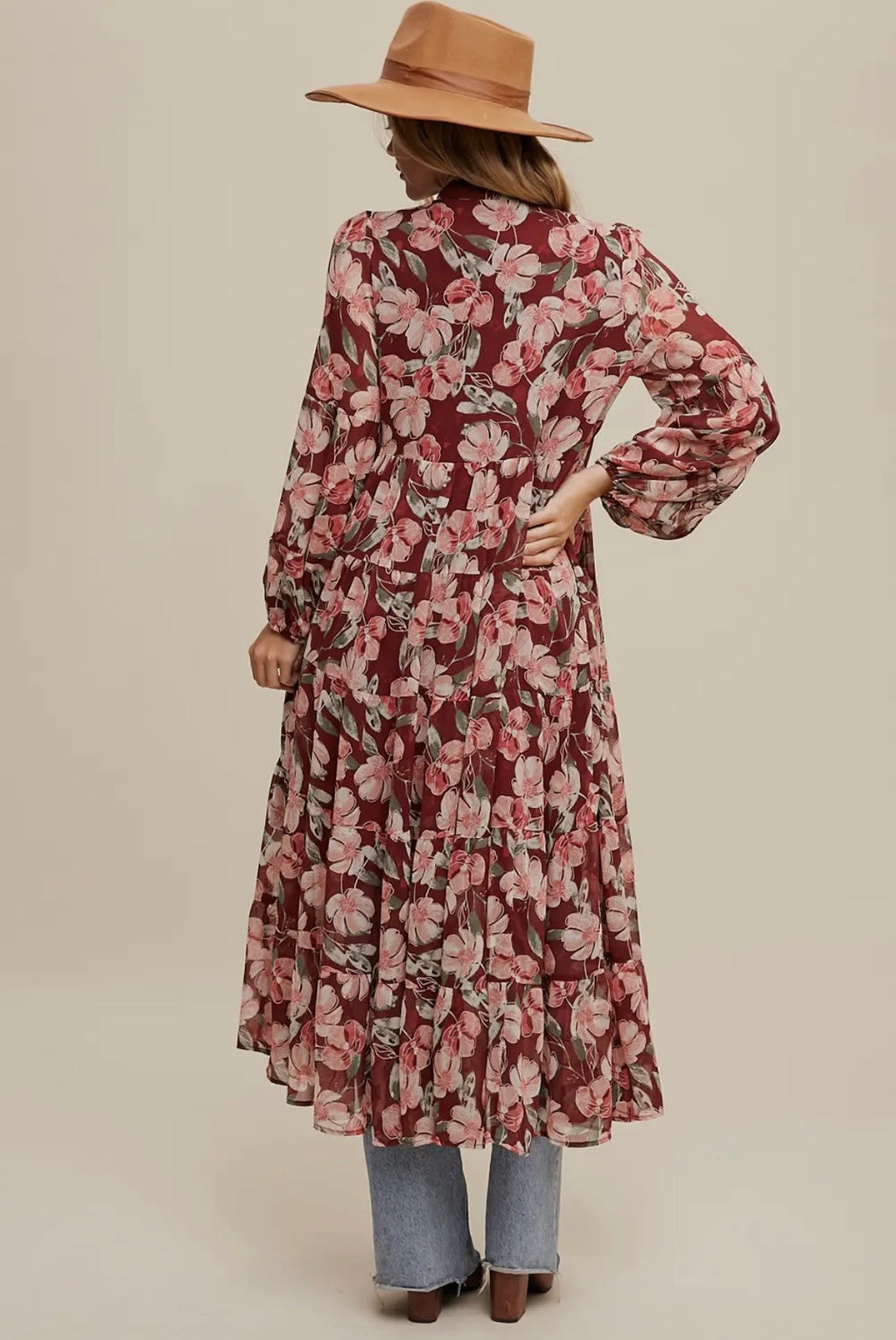 Blush & Bordeaux Floral Dress/Kimono by Listicle