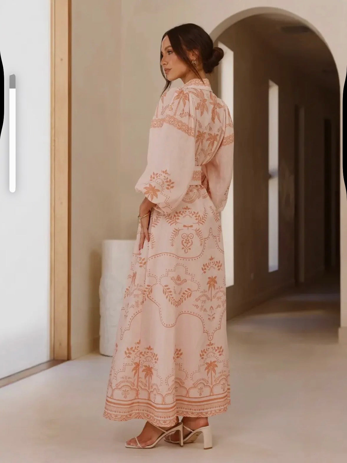 Pink Palm Linen Dress