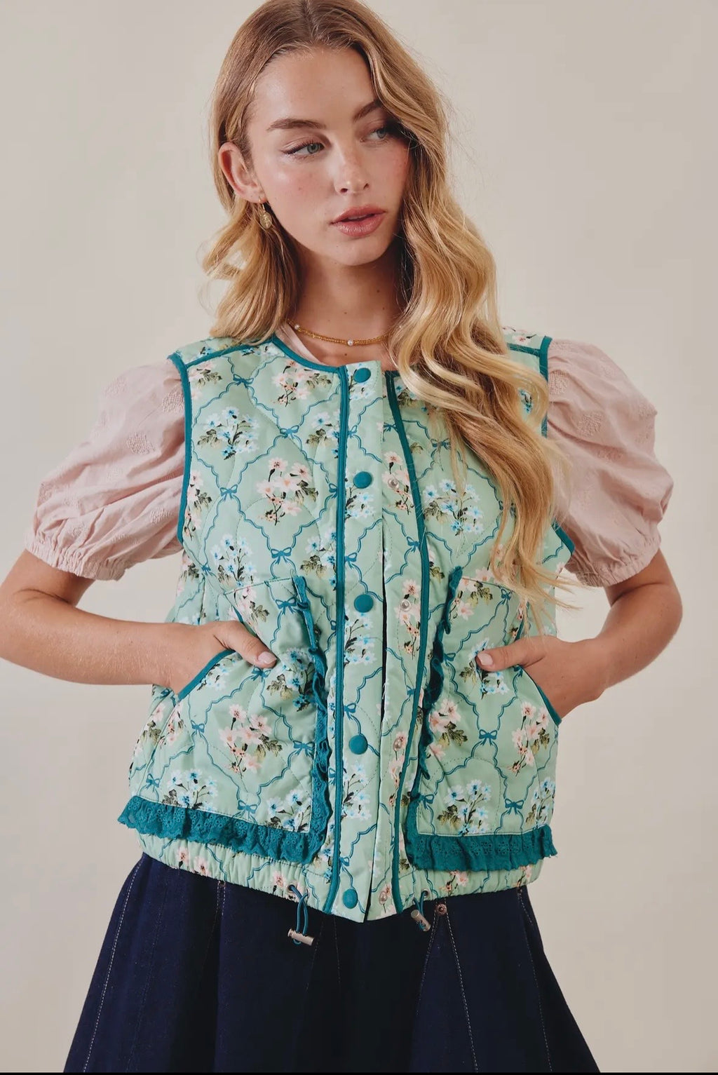 Floral Fields Quilted Vest by Listicle