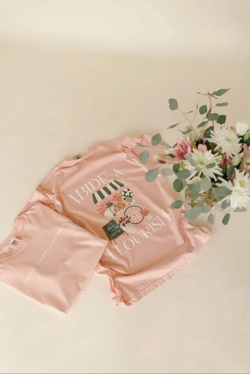 Abide & Flourish Floral Cart Graphic Tee