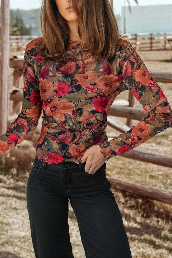 The Selah Floral Mesh Top