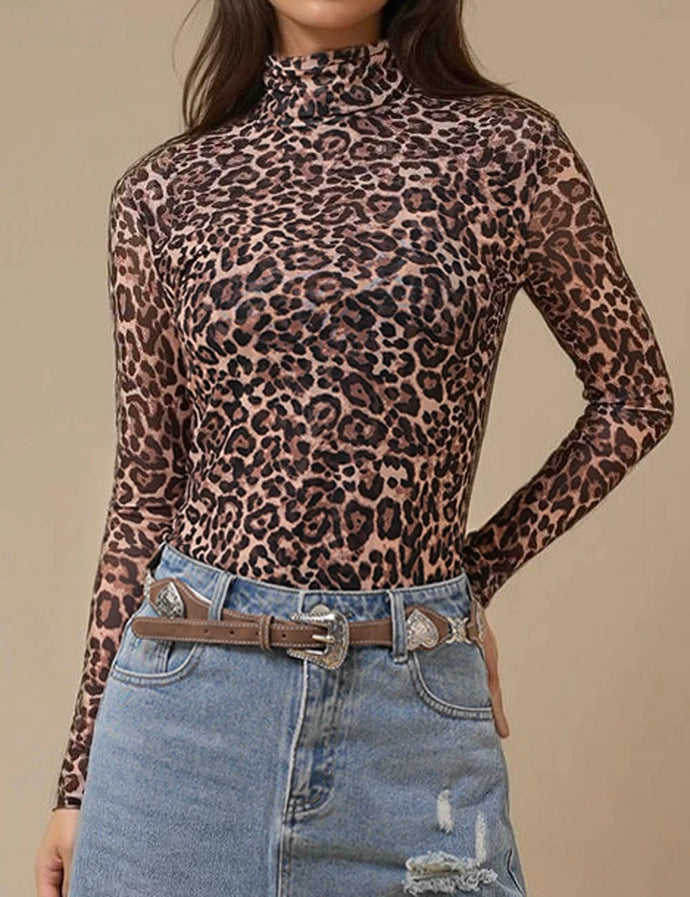 The Calla Leopard Mesh Top