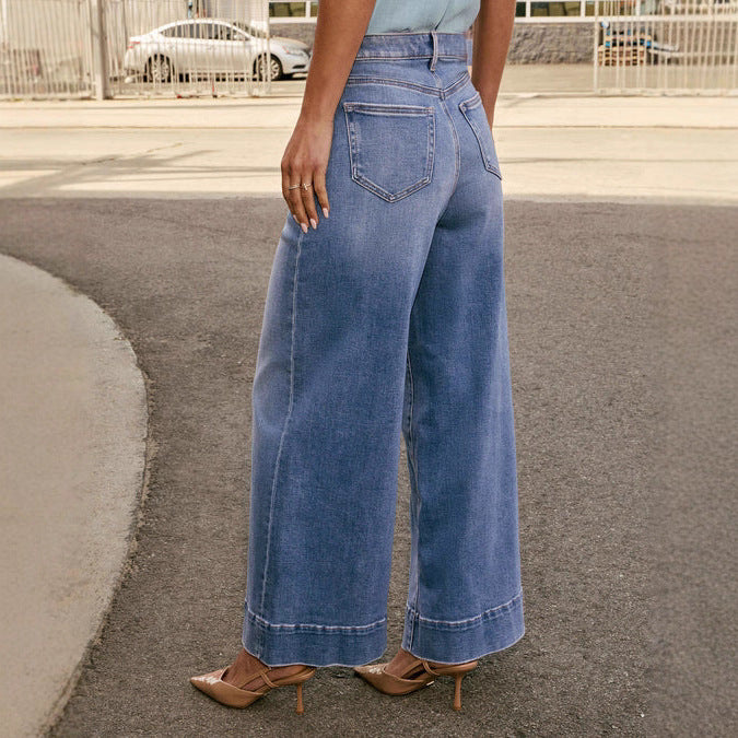 Casual Wide Leg Denim Pants by Emberloom